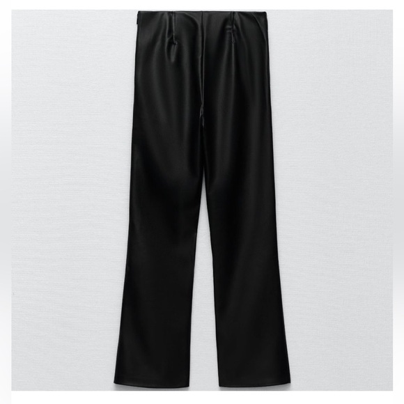 ZARA Mini Flared Faux Leather Leggings 🖤 black, size Large 🖤 NWT - Picture 2 of 11